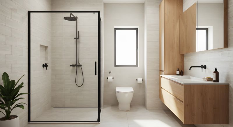 Walk-in Shower with Black Frame